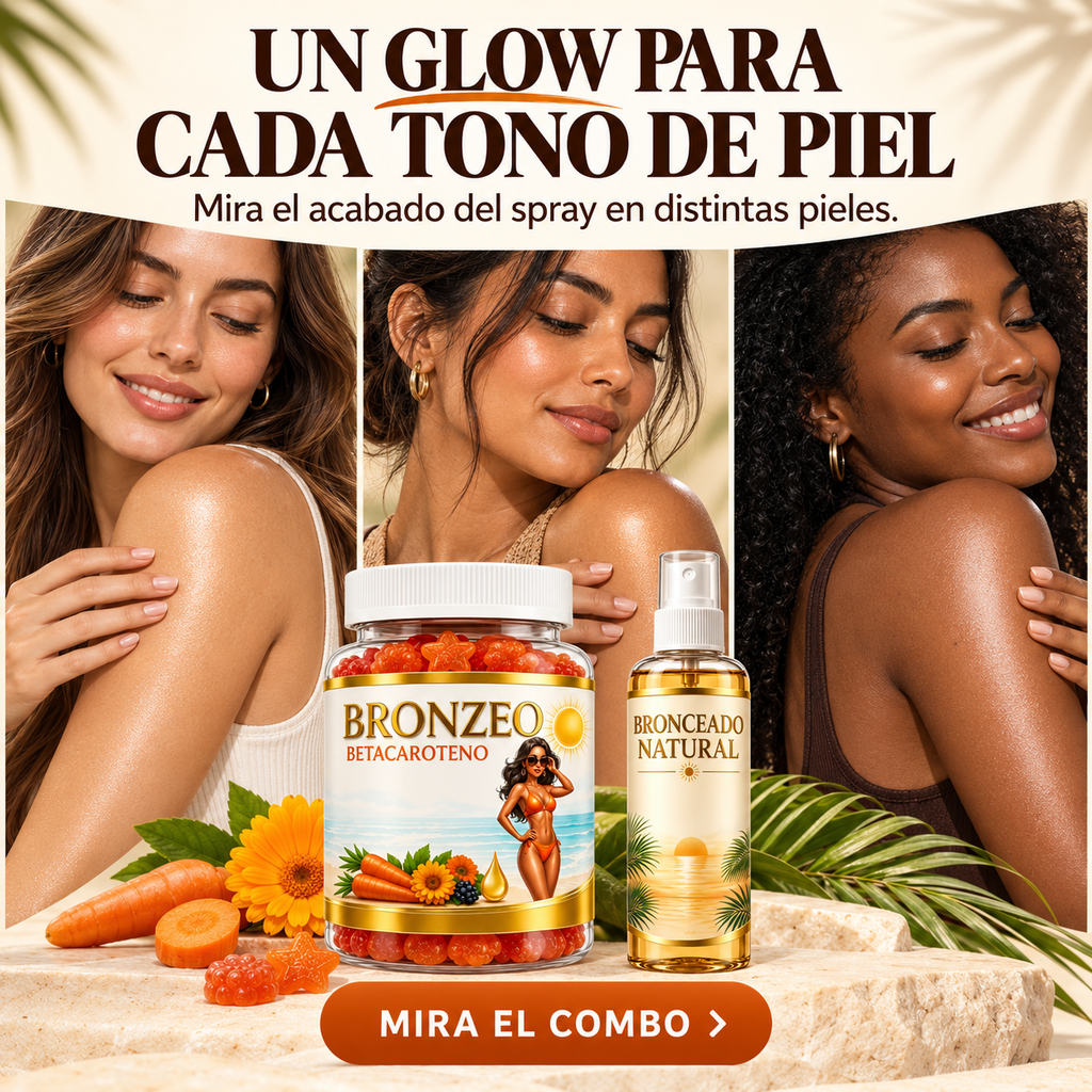 Combo 2X1 BRONZEO Glow: Gomitas de Betacaroteno + Spray Bronceador