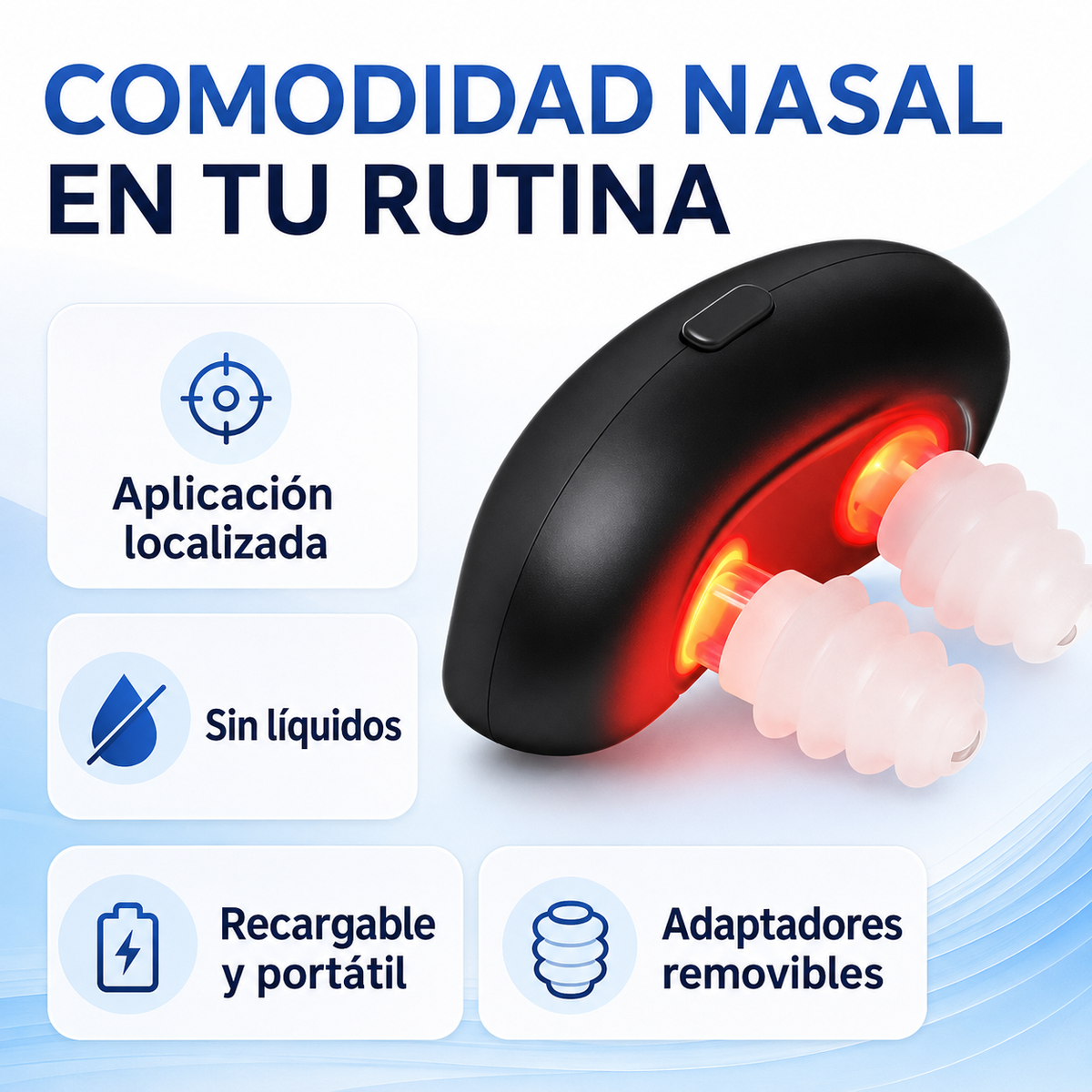 RespiraLuz Ayuda a aliviar la congestión nasal con luz roja en sesiones de 10 minutos