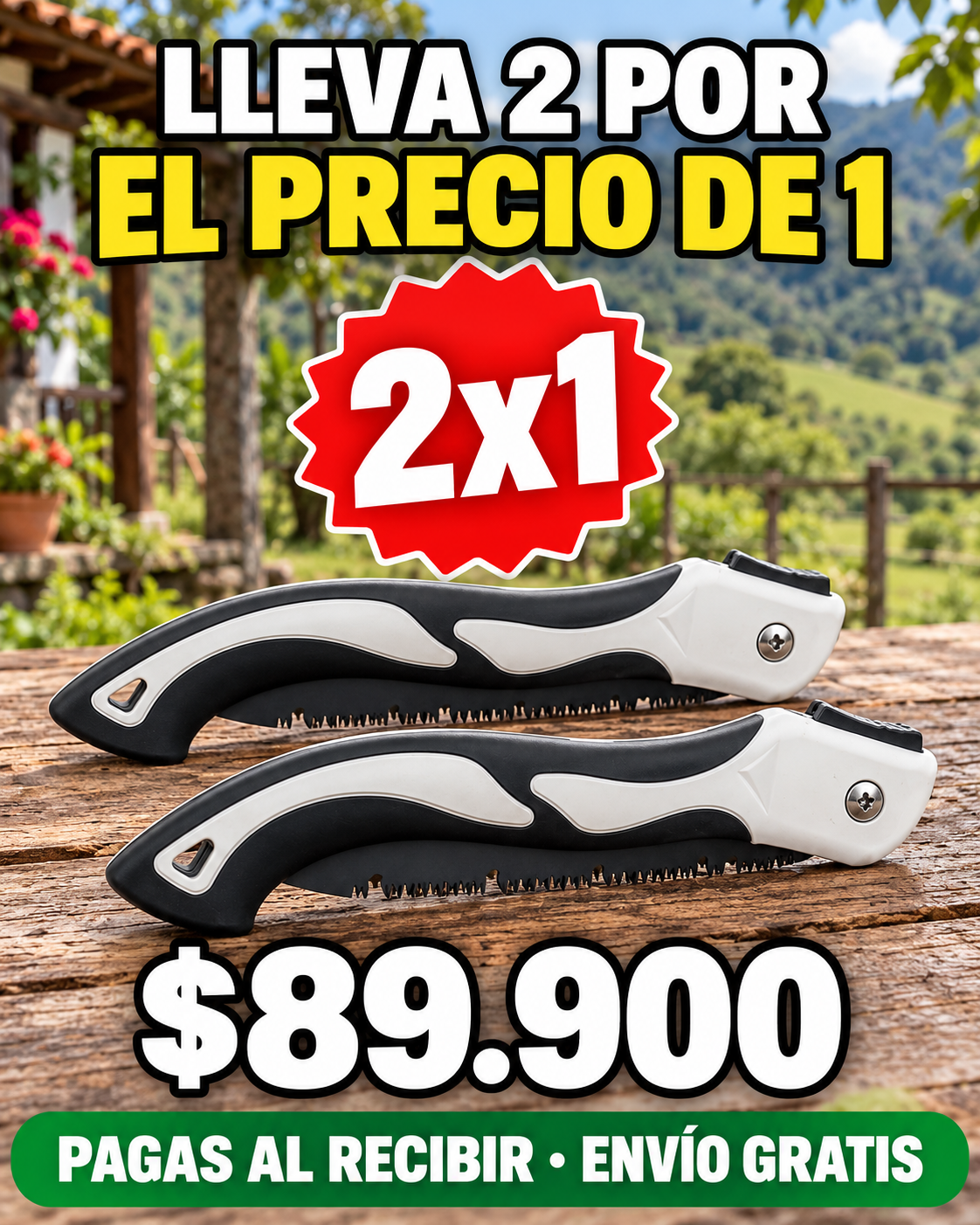 Kit x2 Sierras de Poda Plegables – Corta ramas gruesas en segundos