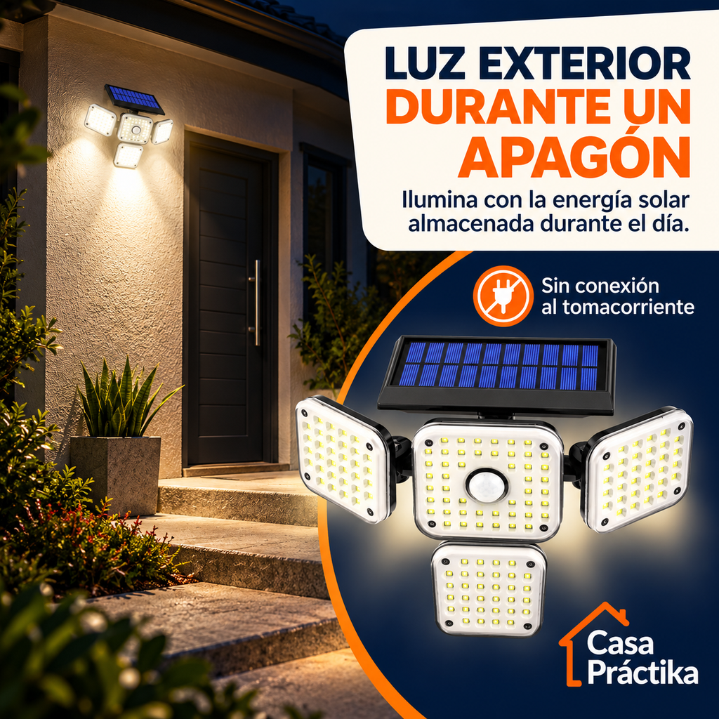 Lámpara Solar de Pared con 4 Paneles LED – Ilumina tu Entrada y Patio sin Tomacorriente