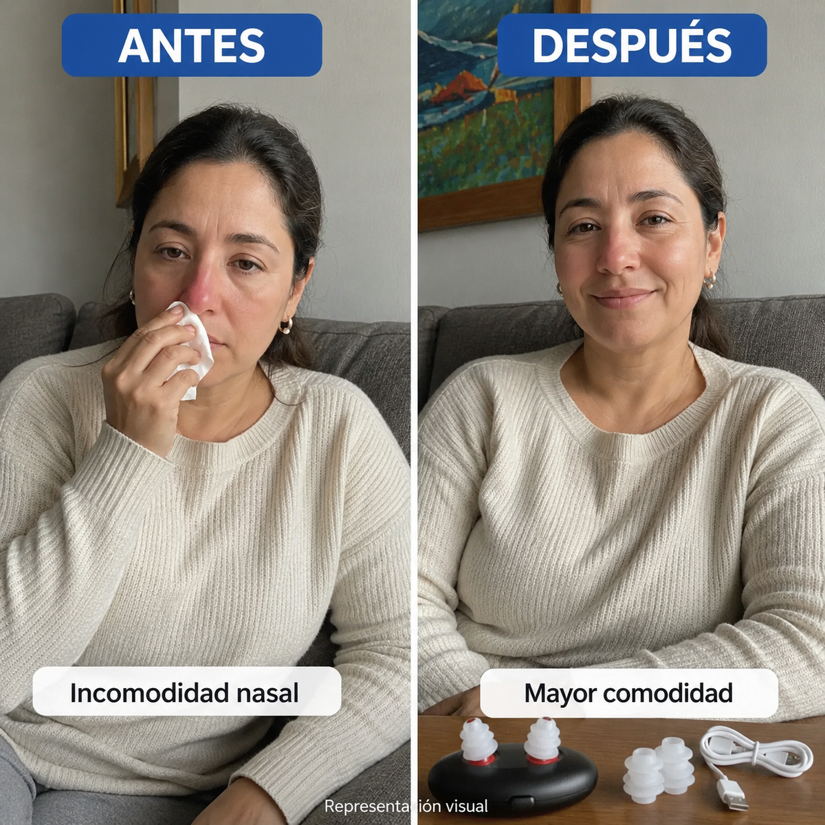 RespiraLuz Ayuda a aliviar la congestión nasal con luz roja en sesiones de 10 minutos
