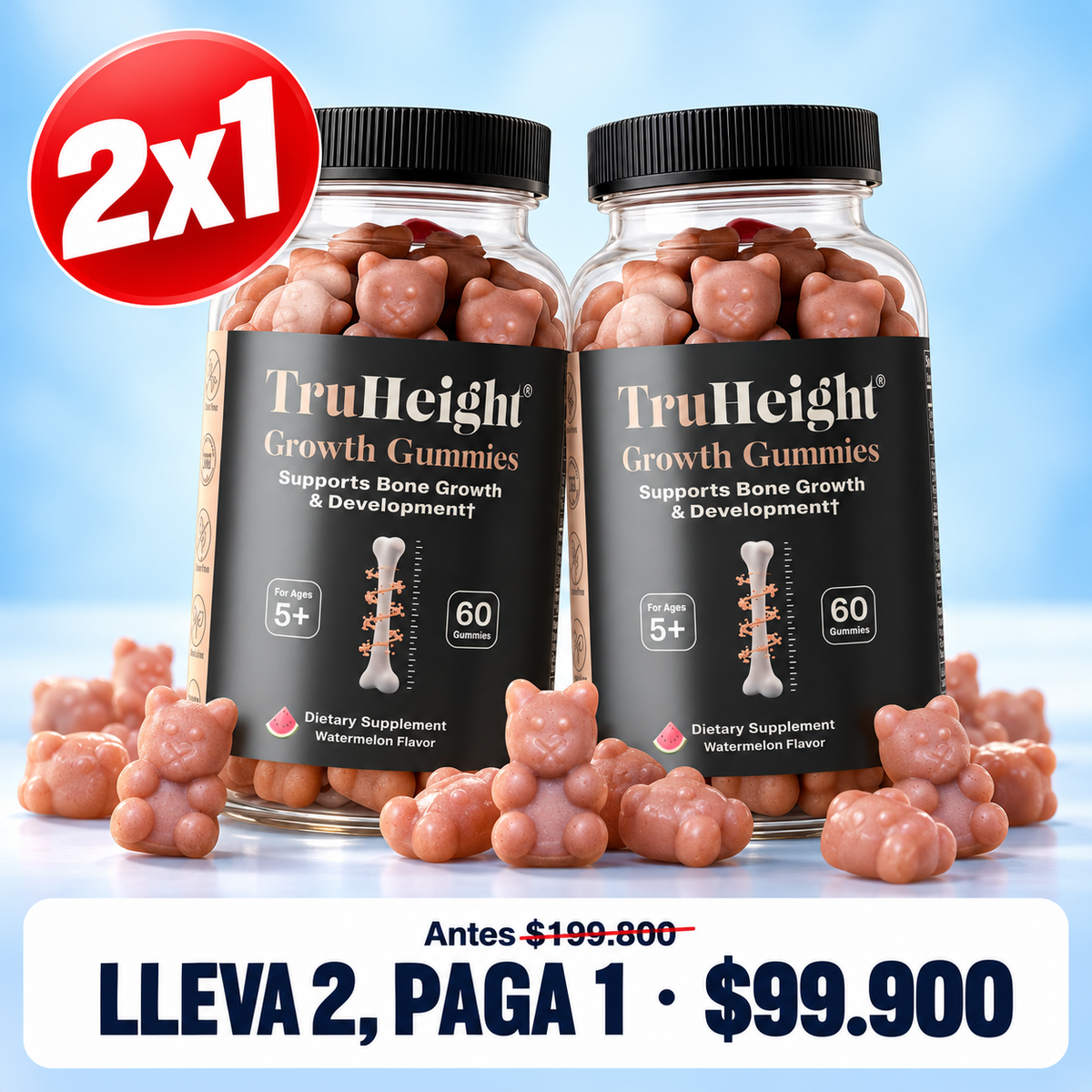 Gomitas True height crecimiento 2X1