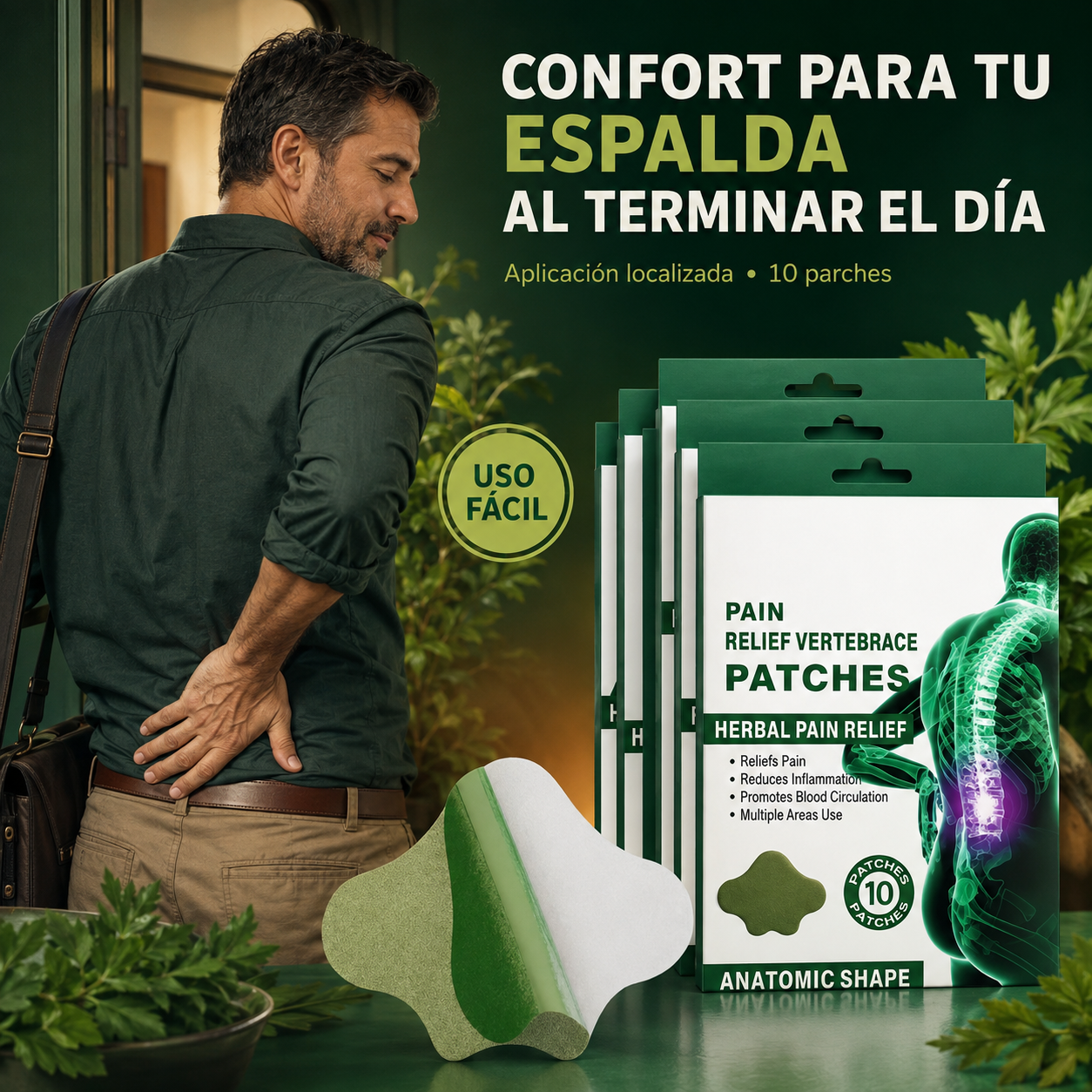 Parche Aliviador Lumbar: confort localizado con fórmula herbal desde la primera aplicación