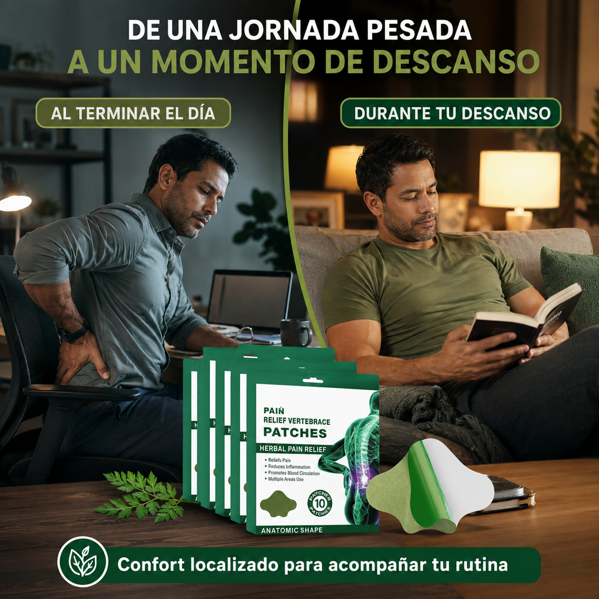 Parche Aliviador Lumbar: confort localizado con fórmula herbal desde la primera aplicación