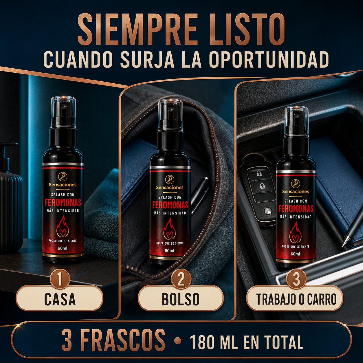 Splash Feromonas X3 | Refuerza tu presencia con un aroma masculino en segundos