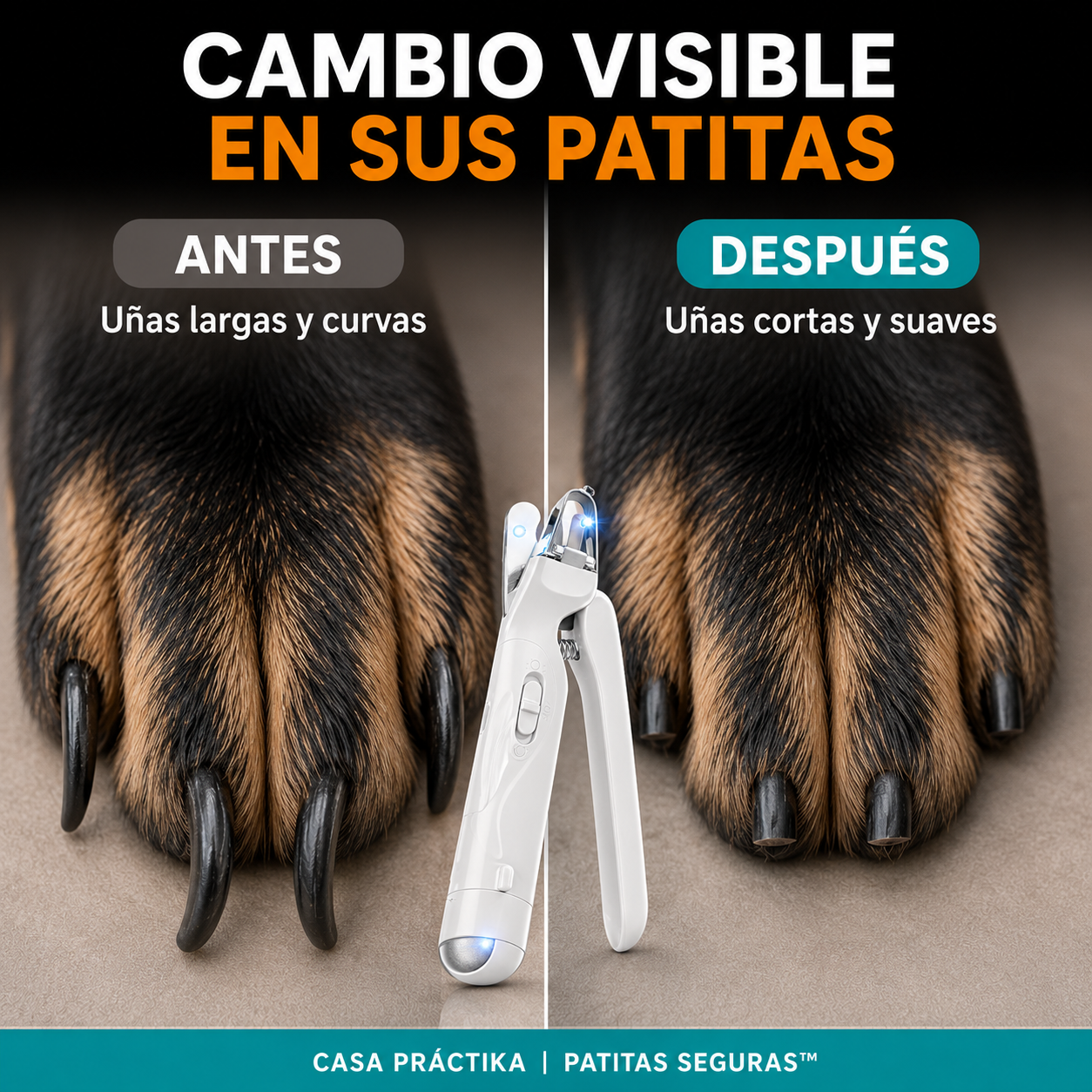 Cortauñas Patitas Seguras 2 en 1: Luz LED y Lima Integrada