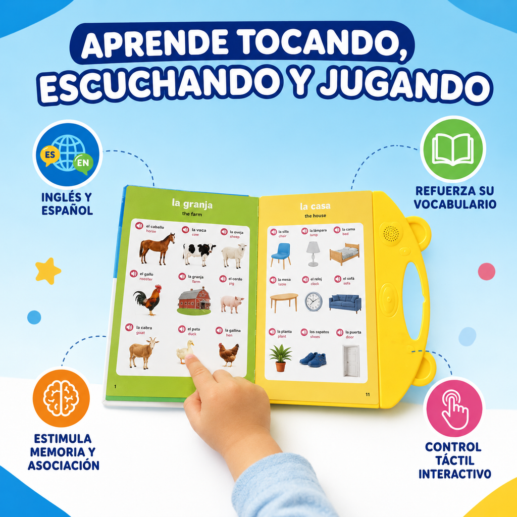 Libro Interactivo Para Niños y Niñas: Enseña +300 palabras y acelera su aprendizaje