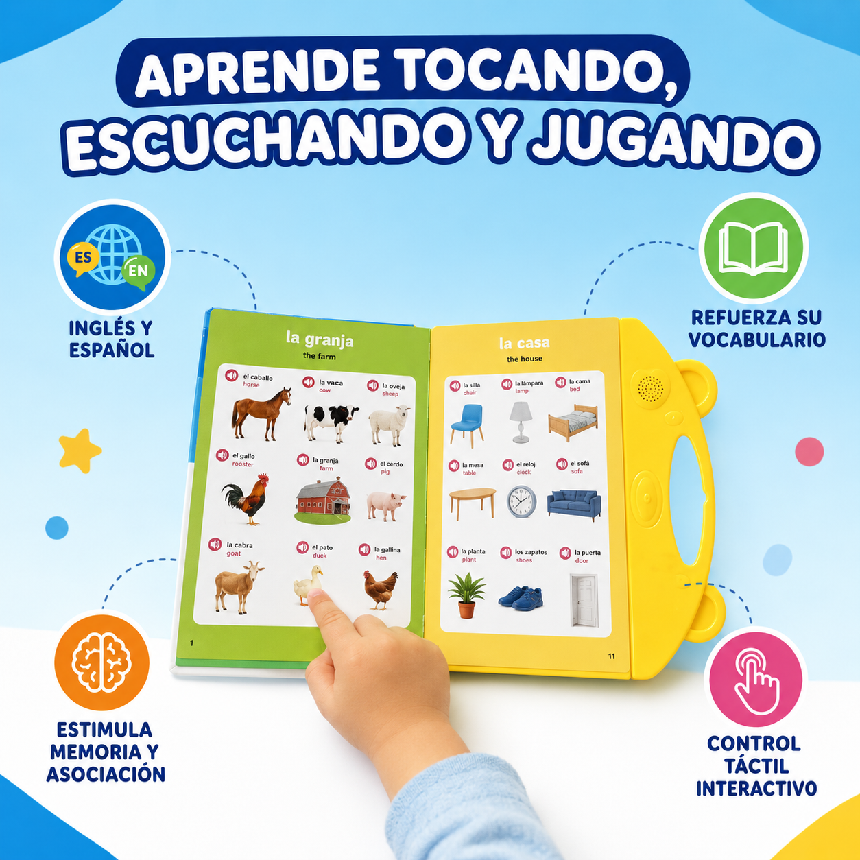 Libro Interactivo Para Niños y Niñas: Enseña +300 palabras y acelera su aprendizaje