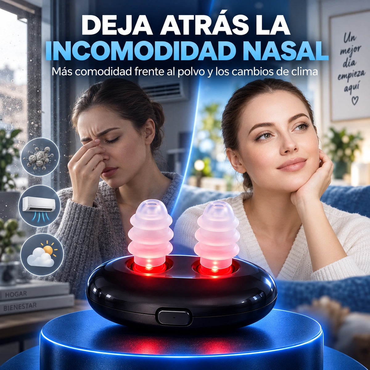 Dispositivo Terapia Luz Roja Rinitis Ayuda a aliviar la congestión nasal con luz roja en sesiones de 10 minutos
