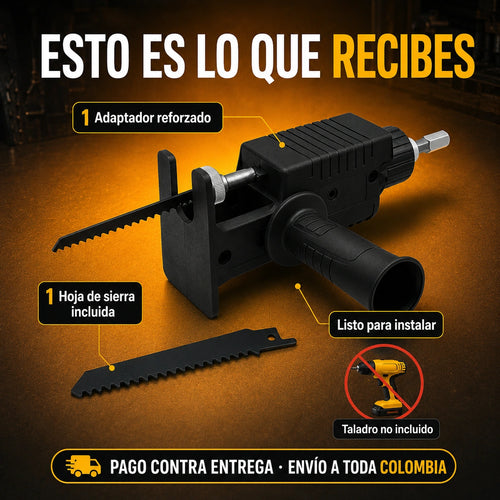 Adaptador Convierte Taladro a Sierra Caladora + 3 Hojas de Corte