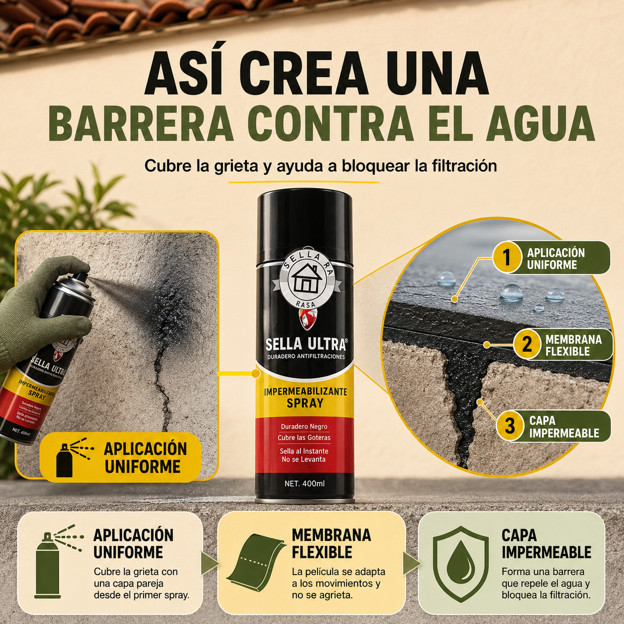 Sella Ultra – Spray Impermeabilizante para Goteras