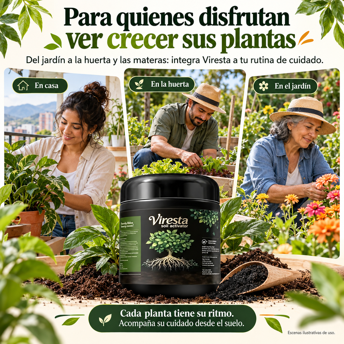 Viresta – Revitalizador de suelos que ayuda a recuperar la tierra agotada para que tus plantas crezcan fuertes.