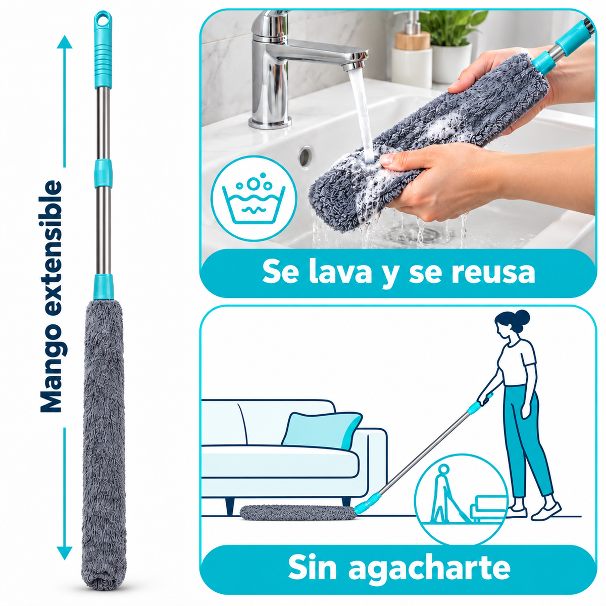 Kit x2 Cepillos Flexibles Bajo Muebles – Llegan donde el trapo no entra
