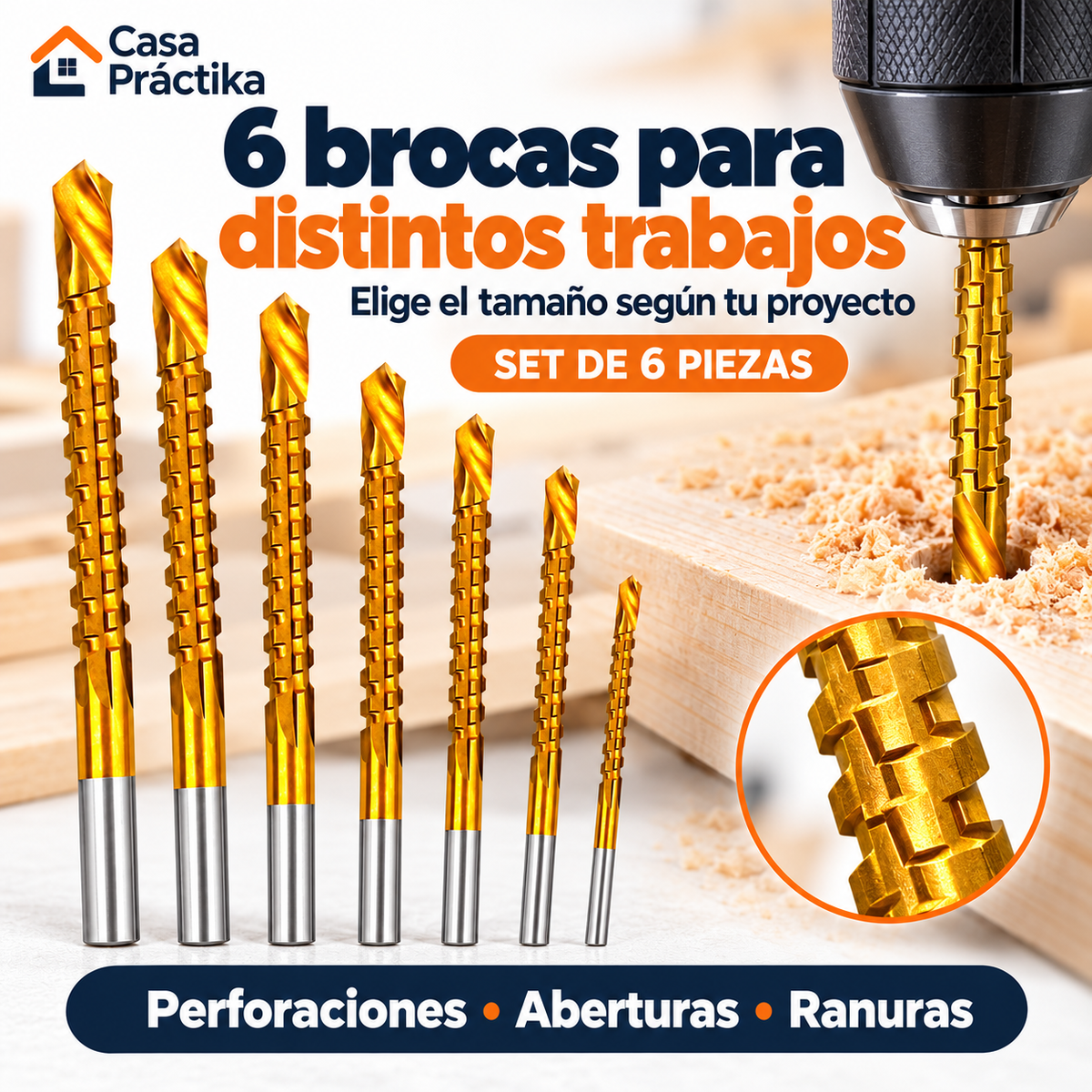 Set de 6 Brocas Fresadoras de Corte Lateral