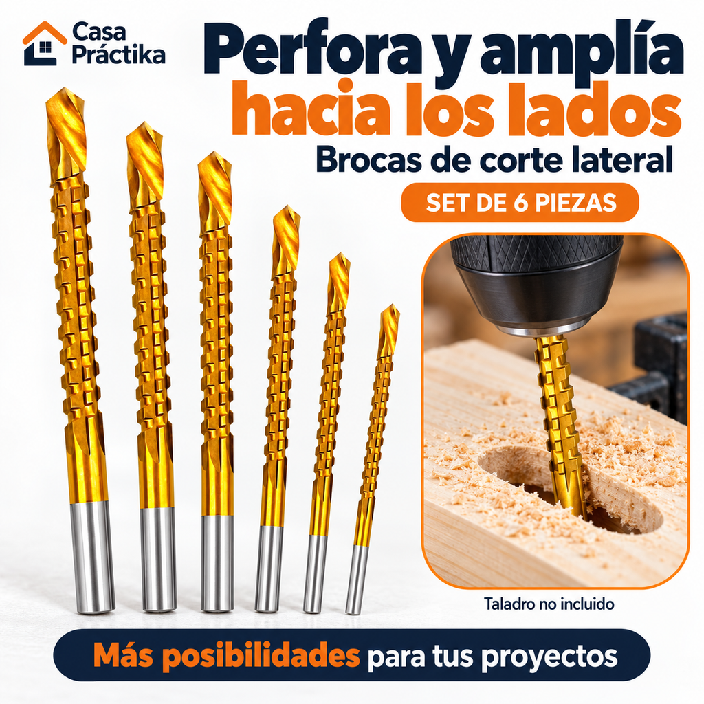 Set de 6 Brocas Fresadoras de Corte Lateral