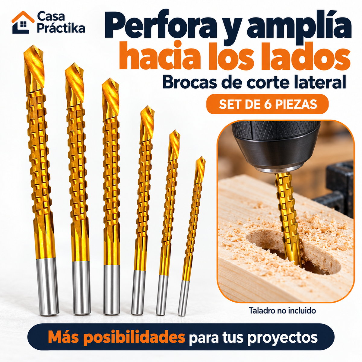 Set de 6 Brocas Fresadoras de Corte Lateral