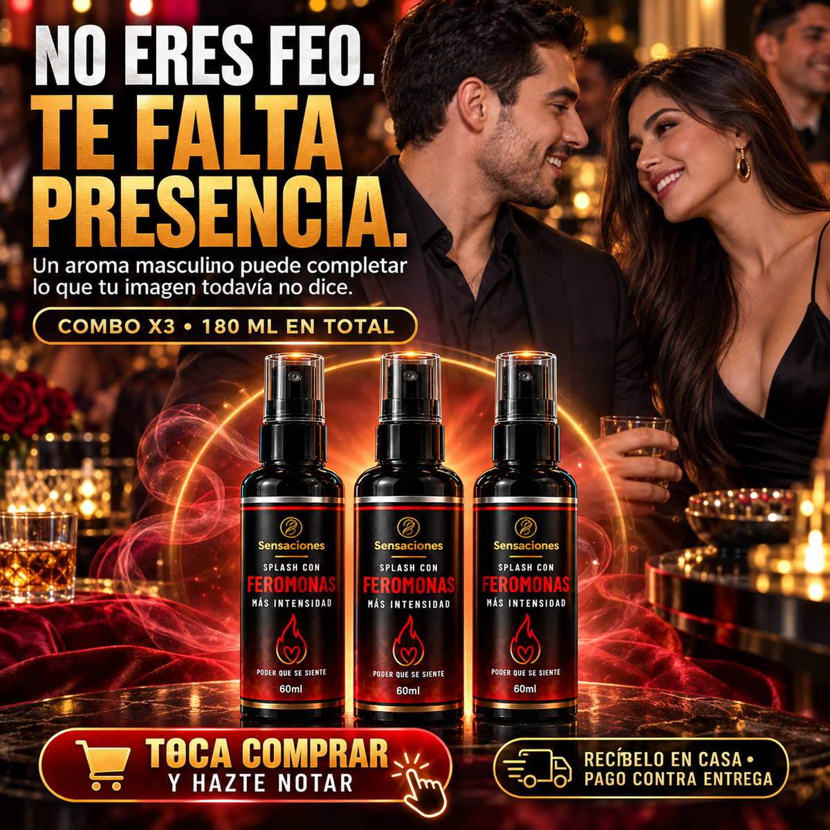 Splash Feromonas X3 | Refuerza tu presencia con un aroma masculino en segundos