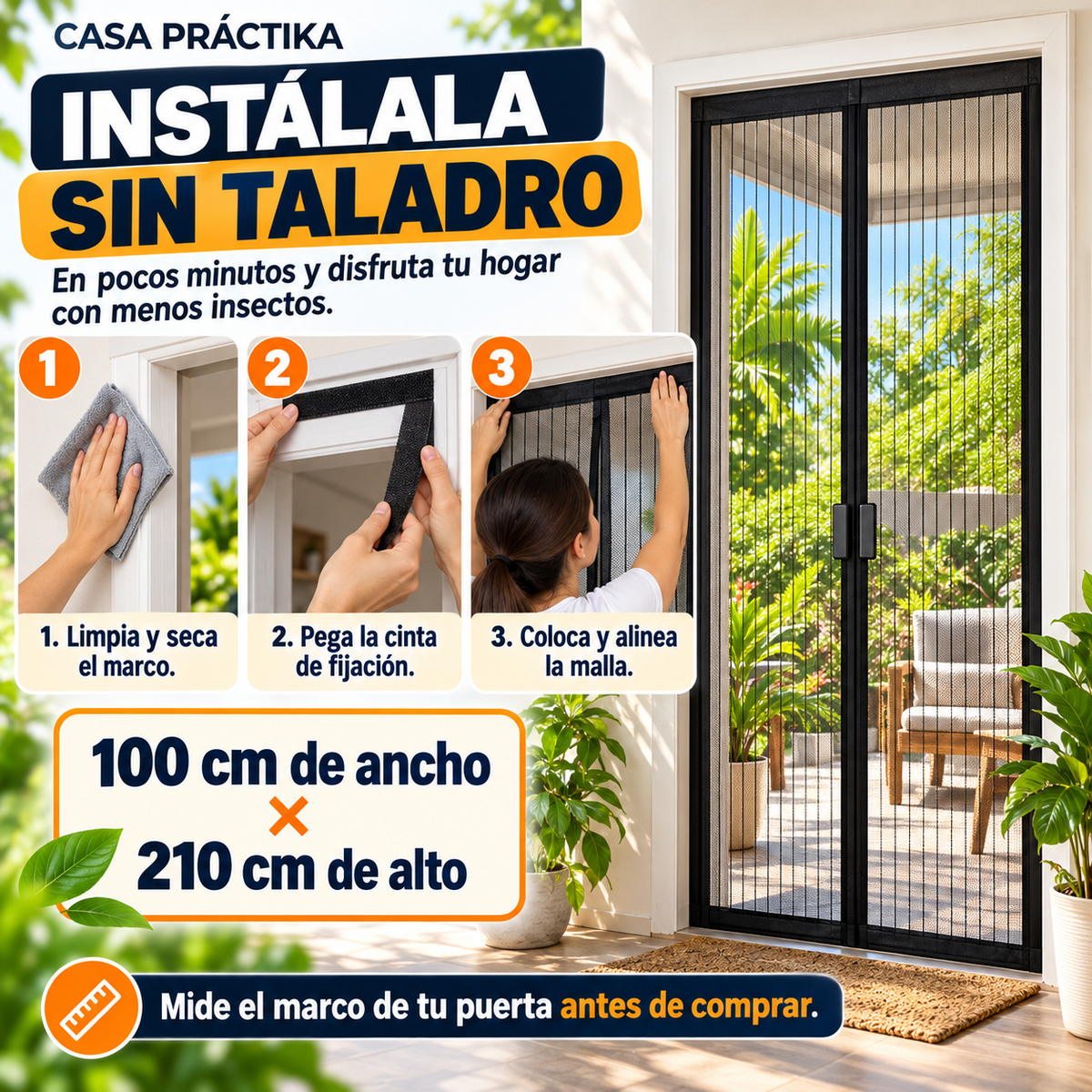 Malla Magnética Puerta Mosquitero 210cmx